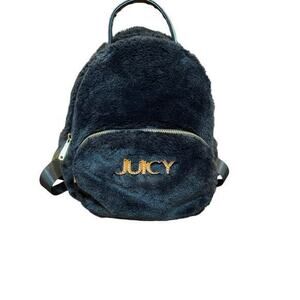 Juicy Couture Y2K Glam Black Faux Fur Backpack w/‎ Gold Hardwear